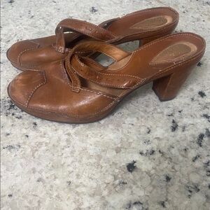 Brown Leather Heeled Sandals